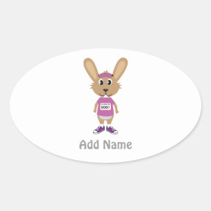 Customize Bunny Runner Oval Sticker