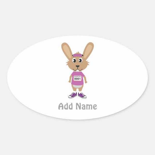 Customize Bunny Runner Oval Sticker (Front)