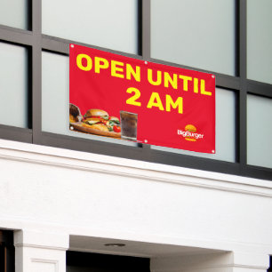 Customize Burger Restaurant Logo Open Until 2AM Banner