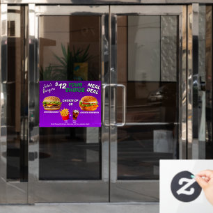 Customize Burger Restaurant Meal Deal Promo Window Cling