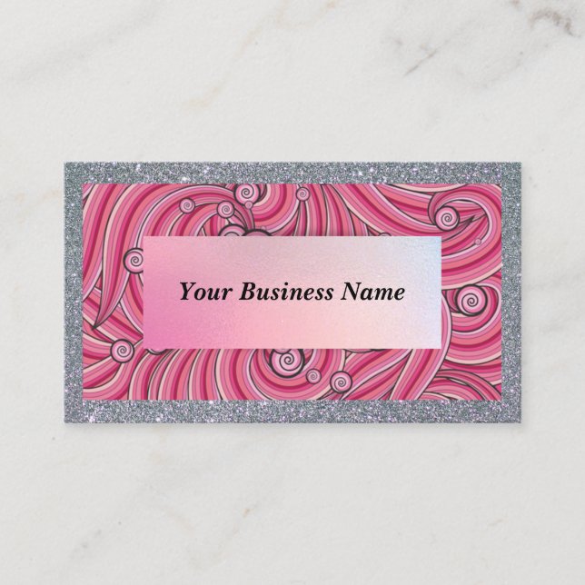 Customize Business Cards Grey & Pink  (Front)