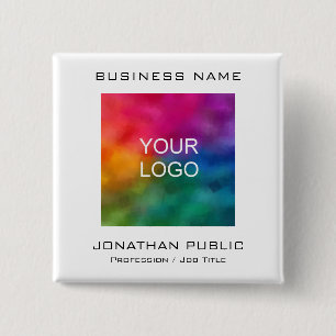Customize Business Company Corporate Logo Text 2 Inch Square Button