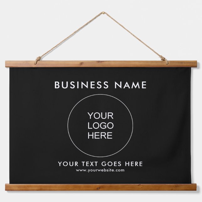 Customize Business Logo Text QR Code Template Hanging Tapestry (Front)
