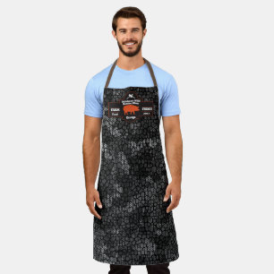 Customize Butcher Shop Orange Hog Pig Black Camo Apron
