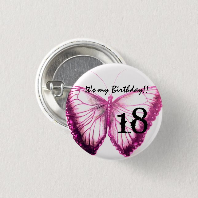 Customize Butterfly Button It's my birthday (Front & Back)