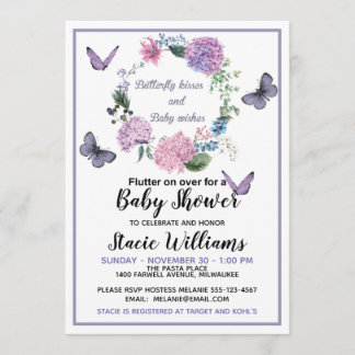 Customize Butterfly Kisses Baby Shower Invitation