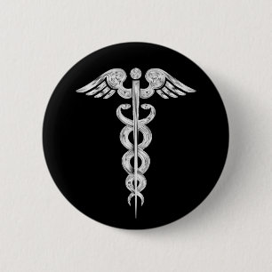 Customize - Caduceus Medical Symbol Snake Staff 2 Inch Round Button