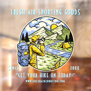 Customize Camping Hiking Sporting Goods Shop Window Cling