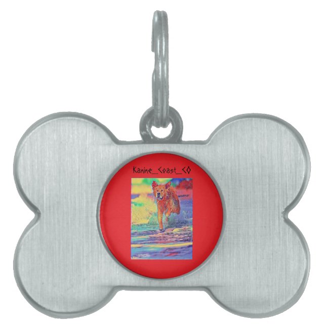 Customize canine on the beach pet  ID tag (Front)