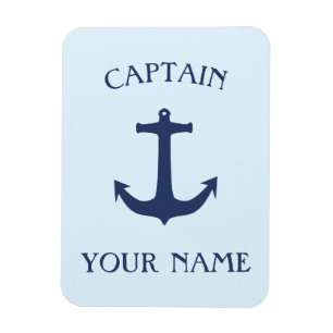 Customize captain name with navy anchor magnet