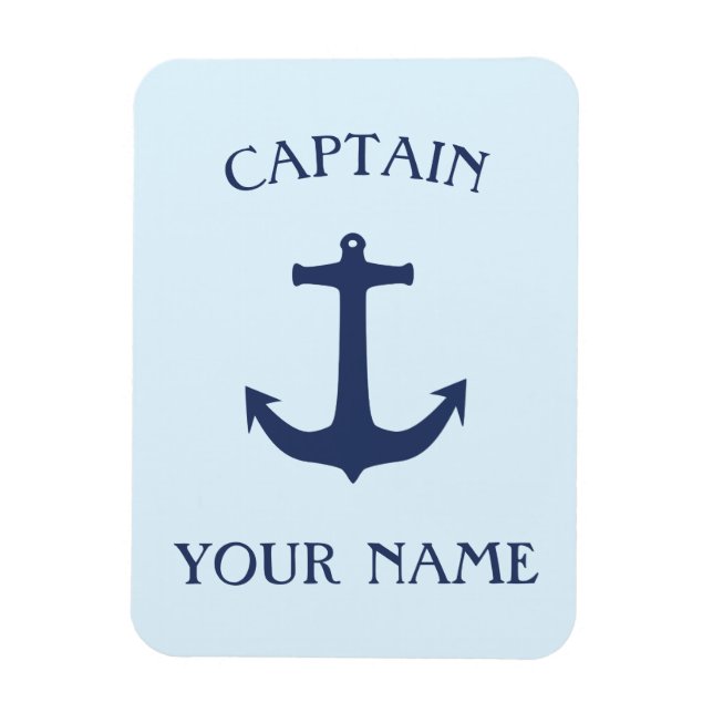 Customize captain name with navy anchor magnet (Vertical)