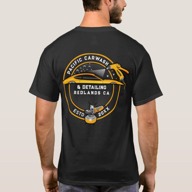 Customize Carwash Detailer Front and Back Gold T-Shirt (Back)