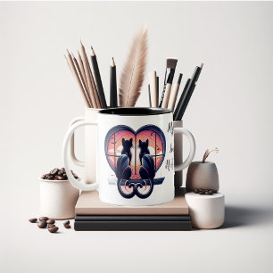 Customize Cat lovers cute Valentine Two-Tone Coffee Mug