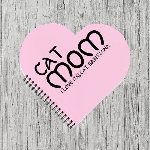 Customize Cat Mom Pet Lover Funny Quote Black Pink Notebook