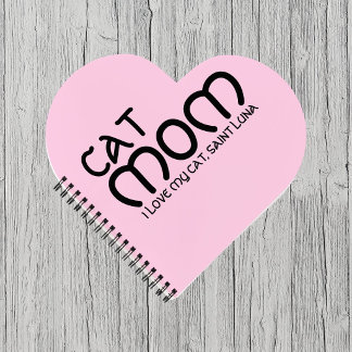 Customize Cat Mom Pet Lover Funny Quote Black Pink Notebook