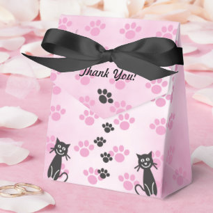 Customize Cat Pink Black Paw Prints Favour Box