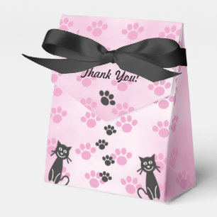 Customize Cat Pink Black Paw Prints Favour Box