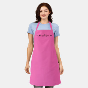 customize change name text black hot pink black apron