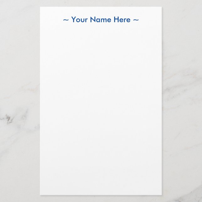 customize change name text blue white stationery (Front)