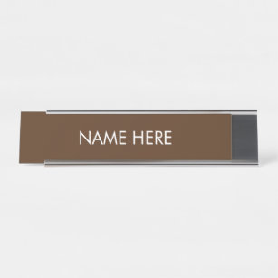 customize, change name text brown white desk name plate