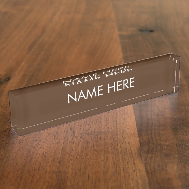 customize, change name text brown white nameplate (Side)