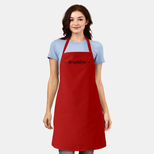 customize change name text cherry red crimson apron (Worn)