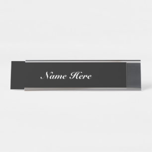 customize, change name text classic black white desk name plate
