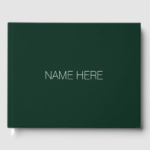 customize, change name text dark green white guest book