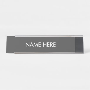 customize, change name text dark grey white desk name plate