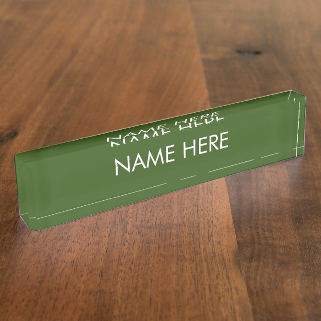 customize, change name text forest green white nameplate (Side)