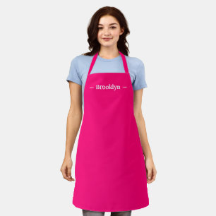 customize change name text hot pink fuchsia white apron