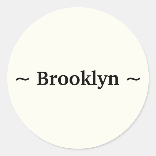 customize change name text Ivory black Classic Round Sticker (Front)