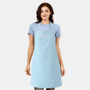 customize change name text light blue white apron