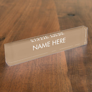 customize, change name text light brown white nameplate