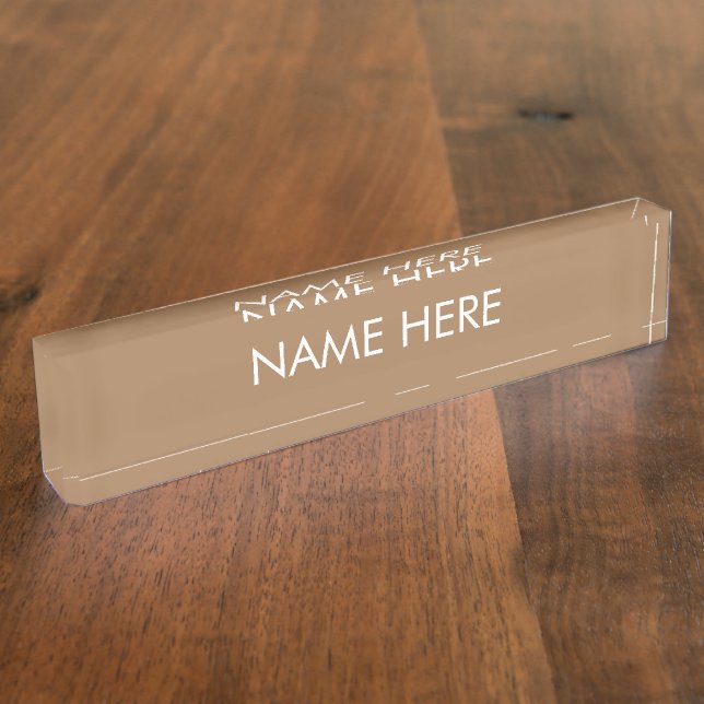 customize, change name text light brown white nameplate (Side)