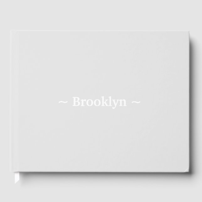 customize change name text light grey guest book (Front)