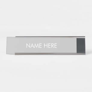 customize, change name text light grey white desk name plate
