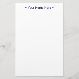 customize change name text navy blue white stationery