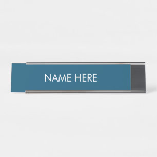 customize, change name text teal blue white desk name plate