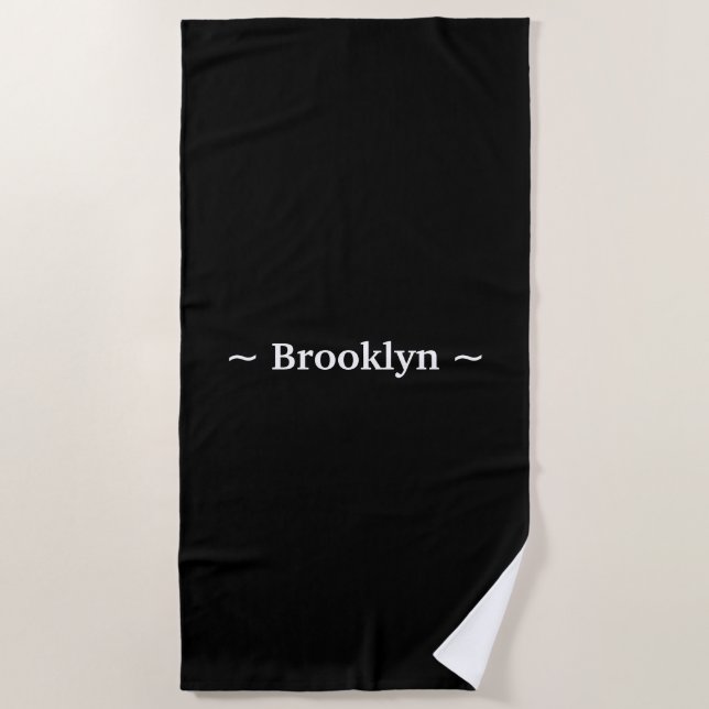 customize change name text white black beach towel (Front)
