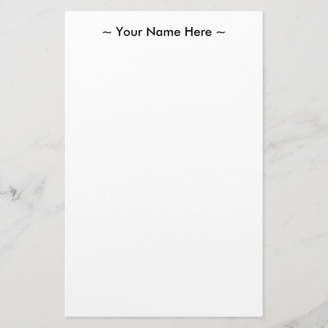 customize change name text white black stationery (Front)