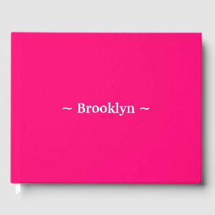 customize change name text white fuchsia pink guest book