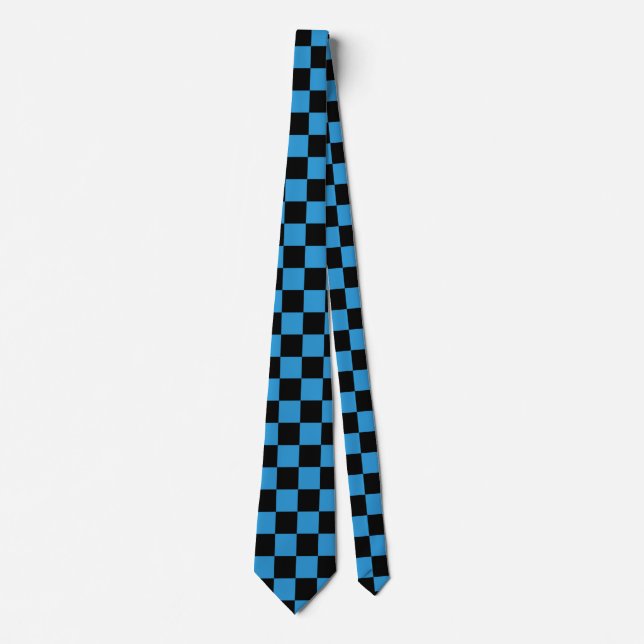 Customize Chequered Black and Turquoise Tie (Front)