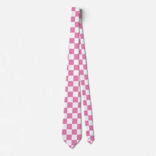 Customize Chequered Pink and White Tie