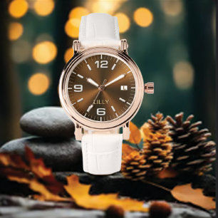 Customize Chic Monogram Girly Gold Metal Watch