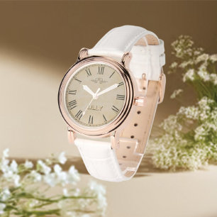 Customize Chic Monogram Girly Vintage Gold Watch