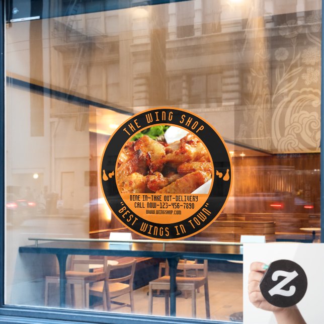 Customize Chicken Wing Restaurant Large Front Window Cling (Cafe Window)