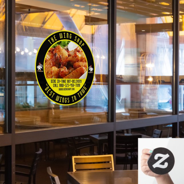 Customize Chicken Wing Restaurant Large Front Window Cling (Restaurant Window)