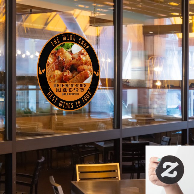 Customize Chicken Wing Restaurant Large Front  Window Cling (Restaurant Window)