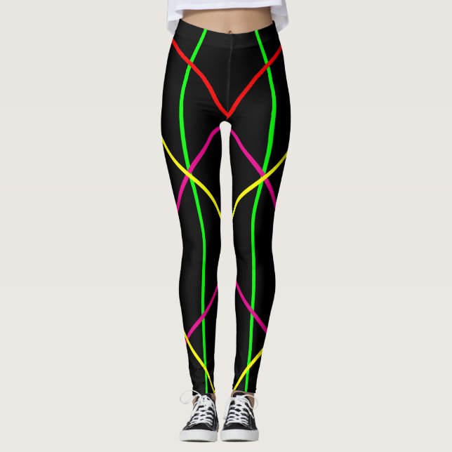 Customize & Choose the colour - Neon Lines Yoga Leggings (Front)